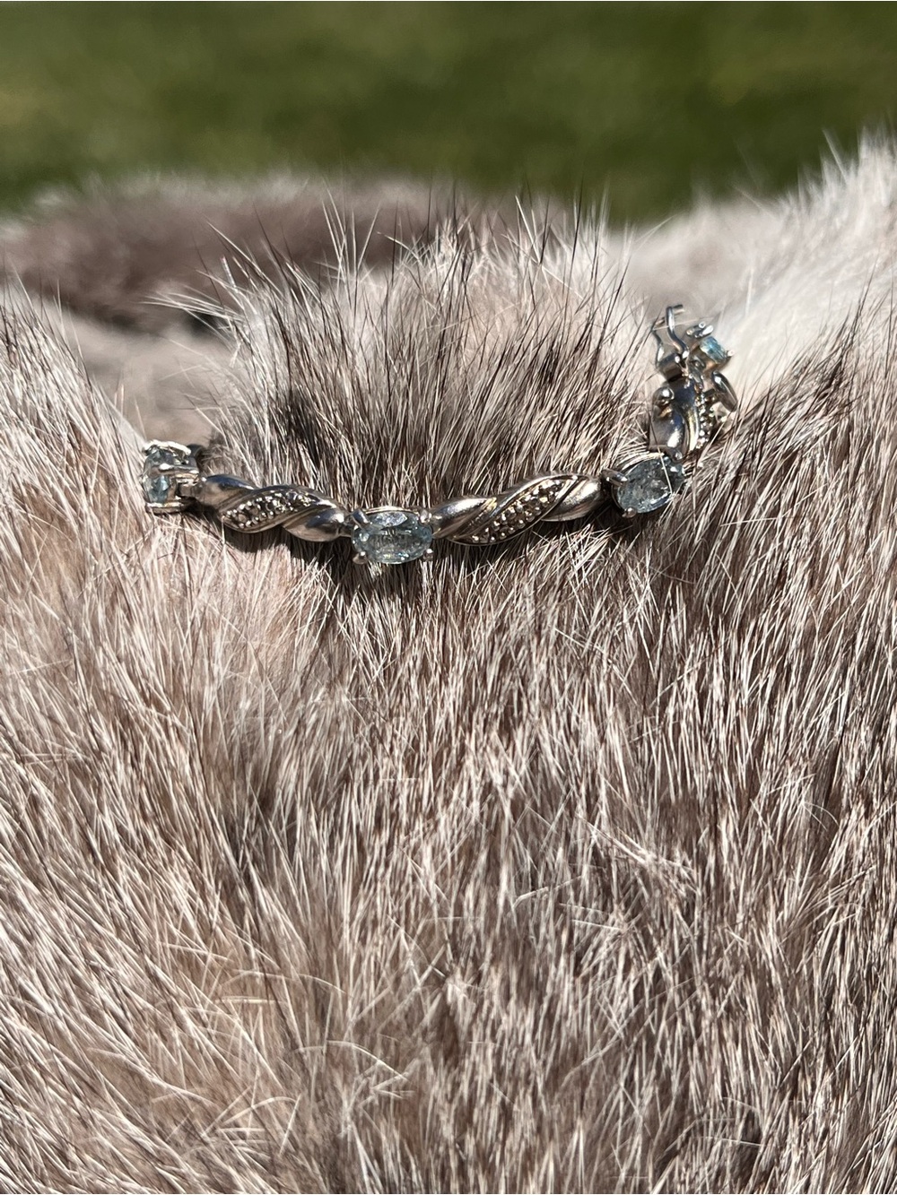 Silver Aquamarine-Style Stone Tennis Bracelet